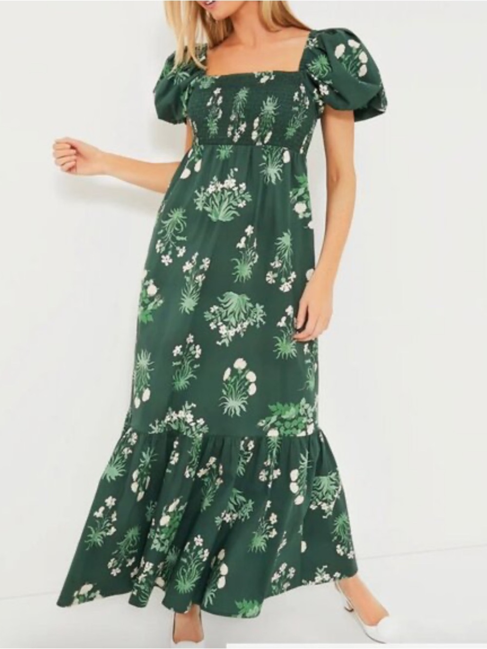 Tuckernuck Green Floral Maxi Dress size Large - Picture 1 of 4